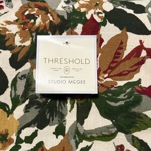 Threshold Floral table cloth Cover in Green, Rust & Cream